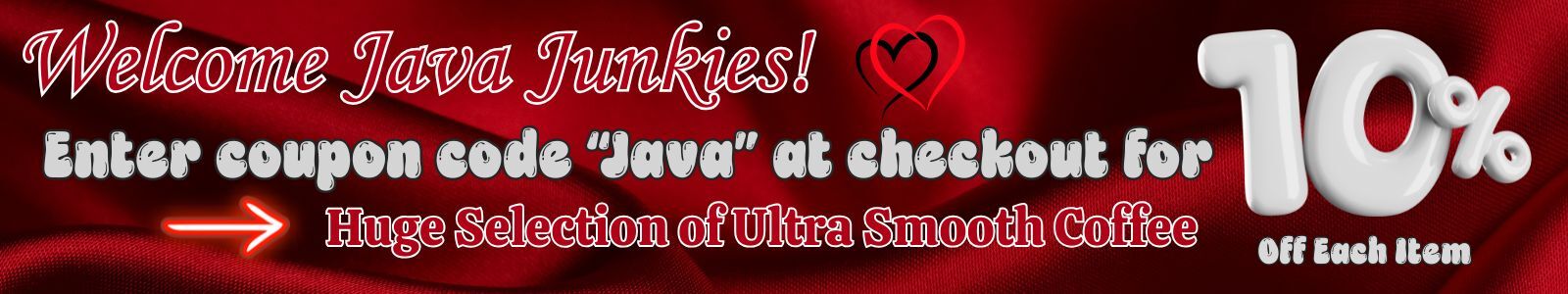 Banner for 10% off with coupon code Java