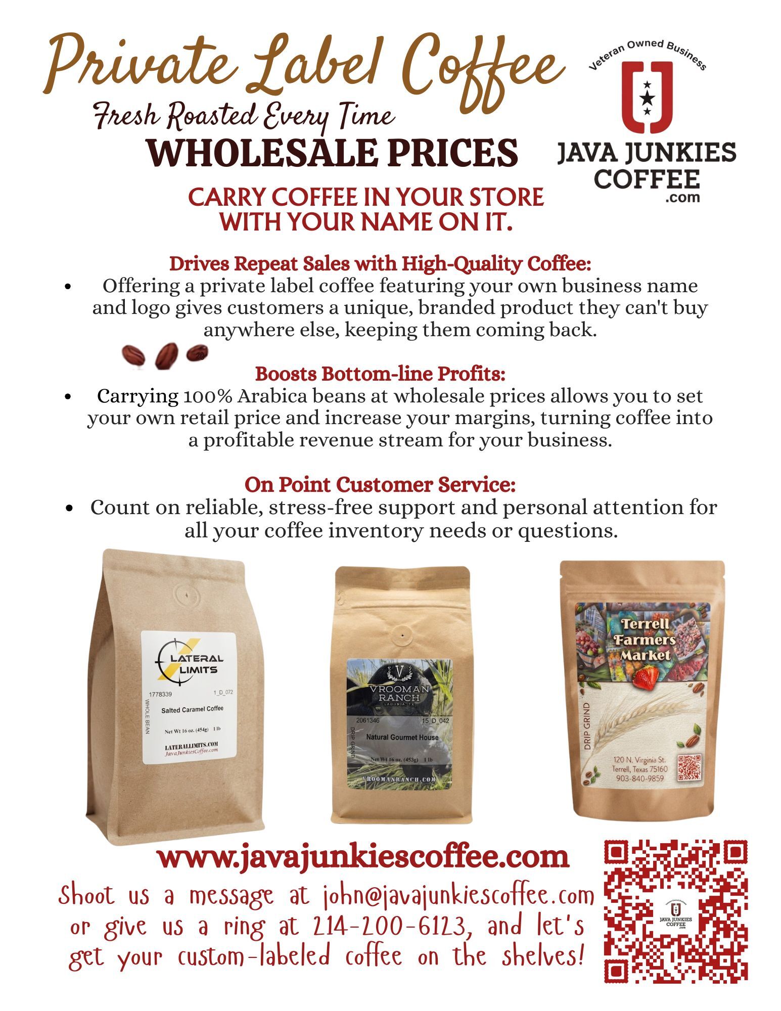 Wholesale flier Fyler explaining Java Junkies Wholesale Program
